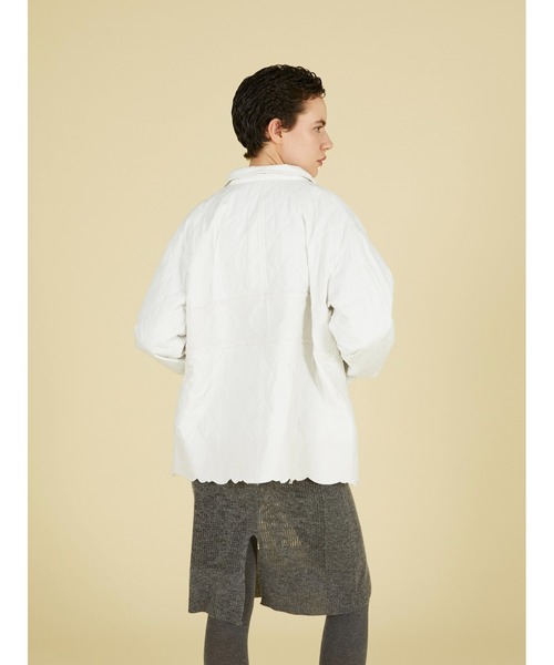 crinkle crinkle crinkle(クリンクルクリンクルクリンクル)の「エンブロイダリースカラップジャケット / 【crinkle crinkle crinkle】 embroidery scallop jacket(ナイロンジャケット・レディース・ホワイト/ブラック・FREE)」の4枚目の写真