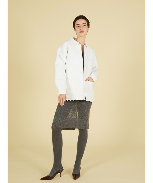 crinkle crinkle crinkle(クリンクルクリンクルクリンクル)の「エンブロイダリースカラップジャケット / 【crinkle crinkle crinkle】 embroidery scallop jacket(ナイロンジャケット・レディース・ホワイト/ブラック・FREE)」の6枚目の写真