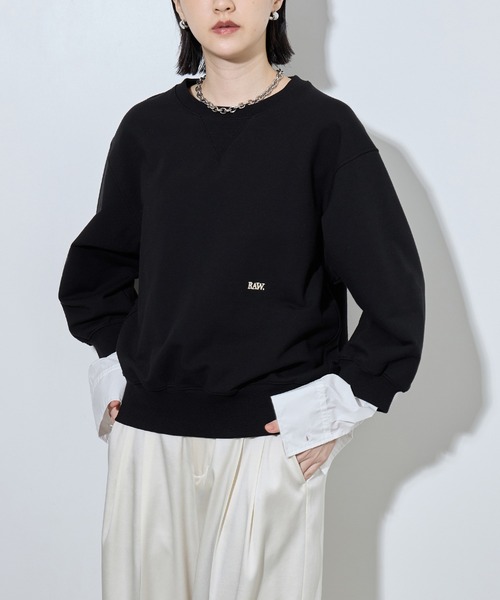 ADAM ET ROPE'（アダムエロペ）の「【サステナブル】シャツレイヤードスウェット（スウェット・レディース・ホワイト系その他5/ブルー系その他/ブラック系その他・FREE）」の9枚目の写真