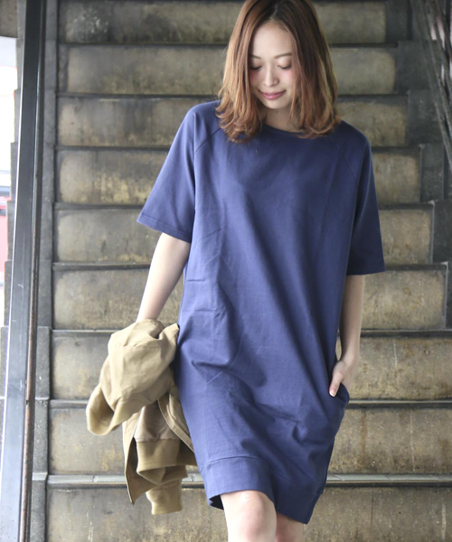 Denime（ドゥニーム）の「テンジクカットソーワンピース（ワンピース・レディース・ネイビー/オフホワイト/杢グレー/サックスブルー/カーキ・FREE）」の18枚目の写真