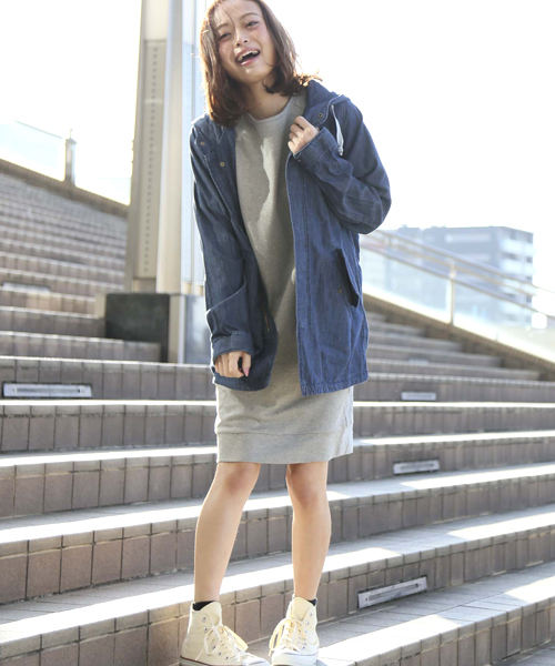 Denime（ドゥニーム）の「テンジクカットソーワンピース（ワンピース・レディース・ネイビー/オフホワイト/杢グレー/サックスブルー/カーキ・FREE）」の16枚目の写真