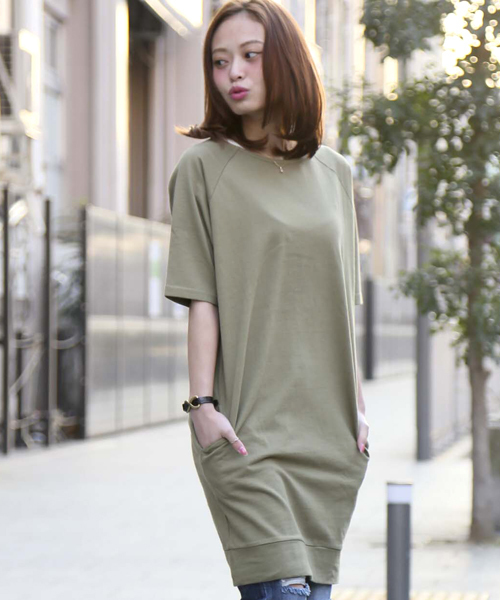 Denime（ドゥニーム）の「テンジクカットソーワンピース（ワンピース・レディース・ネイビー/オフホワイト/杢グレー/サックスブルー/カーキ・FREE）」の10枚目の写真