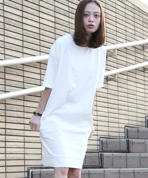 Denime（ドゥニーム）の「テンジクカットソーワンピース（ワンピース・レディース・ネイビー/オフホワイト/杢グレー/サックスブルー/カーキ・FREE）」の12枚目の写真