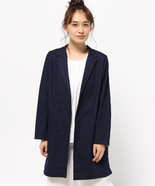 POU DOU DOU(プードゥドゥ)の「コクーンテ-ラーコート(テーラードジャケット・レディース・ベージュ/インディゴブルー/カーキ/ブルー・3)」の14枚目の写真