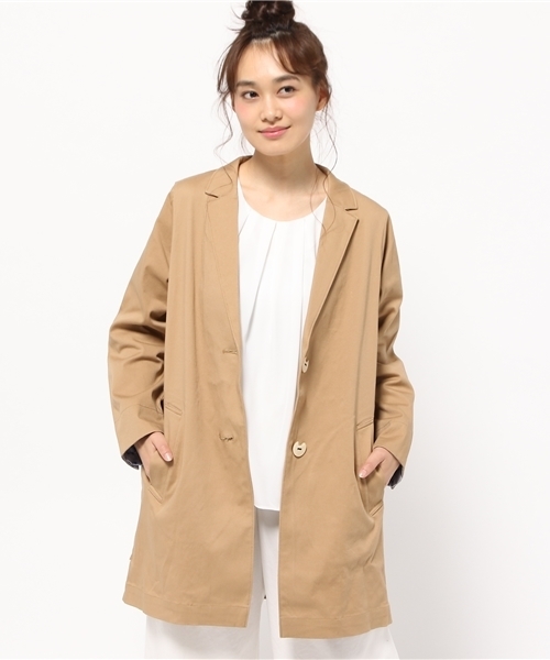 POU DOU DOU(プードゥドゥ)の「コクーンテ-ラーコート(テーラードジャケット・レディース・ベージュ/インディゴブルー/カーキ/ブルー・3)」の2枚目の写真