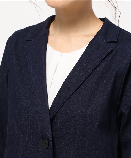 POU DOU DOU(プードゥドゥ)の「コクーンテ-ラーコート(テーラードジャケット・レディース・ベージュ/インディゴブルー/カーキ/ブルー・3)」の11枚目の写真