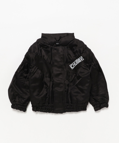 CHUBBYGANG（チャビーギャング）の「クロスギャザーフライトジャケット（ブルゾン・キッズ・ホワイト/ブラック・150/140/160/120/110/130/100）」の2枚目の写真