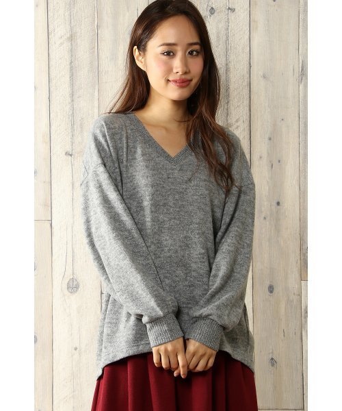 VENCEEXCHANGE（ヴァンスエクスチェンジ）の「起毛両Vニット（ニット/セーター・レディース・ワインレッド/オフホワイト/グレー/ライトブラウン/ブラック・MEDIUM）」の3枚目の写真