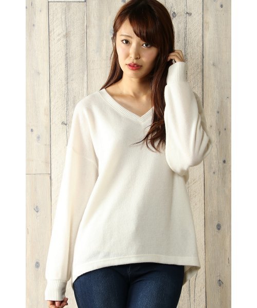 VENCEEXCHANGE（ヴァンスエクスチェンジ）の「起毛両Vニット（ニット/セーター・レディース・ワインレッド/オフホワイト/グレー/ライトブラウン/ブラック・MEDIUM）」の2枚目の写真