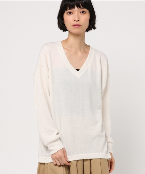 VENCEEXCHANGE（ヴァンスエクスチェンジ）の「起毛両Vニット（ニット/セーター・レディース・ワインレッド/オフホワイト/グレー/ライトブラウン/ブラック・MEDIUM）」の14枚目の写真