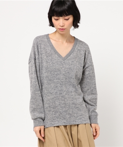 VENCEEXCHANGE（ヴァンスエクスチェンジ）の「起毛両Vニット（ニット/セーター・レディース・ワインレッド/オフホワイト/グレー/ライトブラウン/ブラック・MEDIUM）」の16枚目の写真