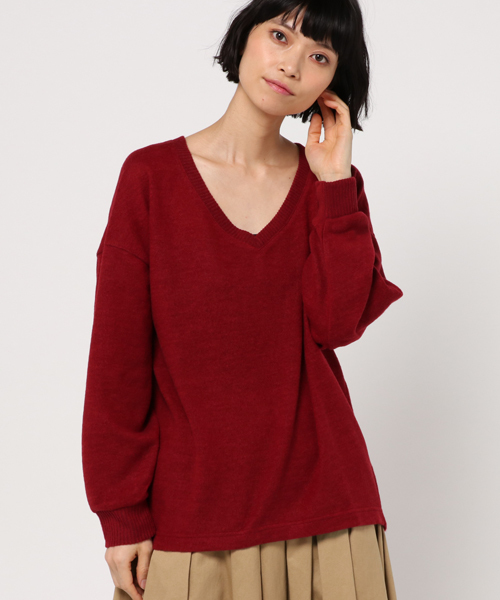 VENCEEXCHANGE（ヴァンスエクスチェンジ）の「起毛両Vニット（ニット/セーター・レディース・ワインレッド/オフホワイト/グレー/ライトブラウン/ブラック・MEDIUM）」の13枚目の写真
