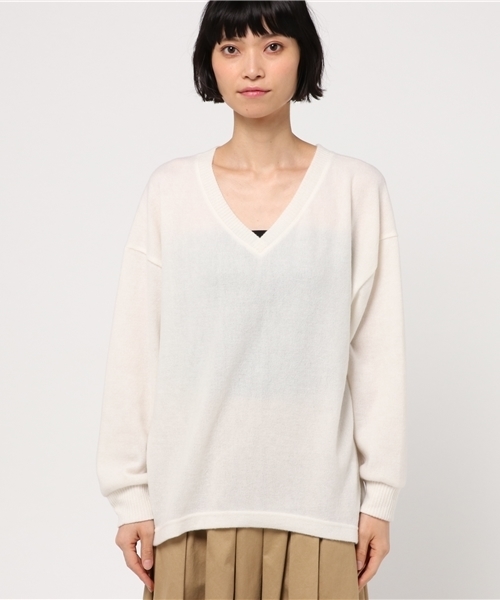 VENCEEXCHANGE（ヴァンスエクスチェンジ）の「起毛両Vニット（ニット/セーター・レディース・ワインレッド/オフホワイト/グレー/ライトブラウン/ブラック・MEDIUM）」の6枚目の写真