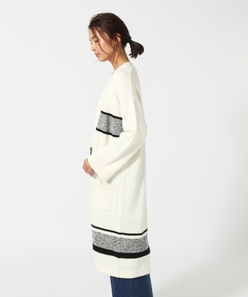 GLOBAL WORK（グローバルワーク）の「【WEB限定価格】5ゲージMIXロングカーディガン長袖/737443（カーディガン/ボレロ・レディース・ホワイト/オフホワイト/ネイビー・LARGE/MEDIUM）」の5枚目の写真