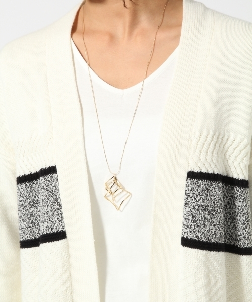 GLOBAL WORK（グローバルワーク）の「【WEB限定価格】5ゲージMIXロングカーディガン長袖/737443（カーディガン/ボレロ・レディース・ホワイト/オフホワイト/ネイビー・LARGE/MEDIUM）」の7枚目の写真