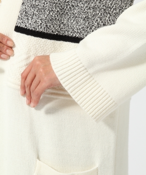 GLOBAL WORK（グローバルワーク）の「【WEB限定価格】5ゲージMIXロングカーディガン長袖/737443（カーディガン/ボレロ・レディース・ホワイト/オフホワイト/ネイビー・LARGE/MEDIUM）」の9枚目の写真