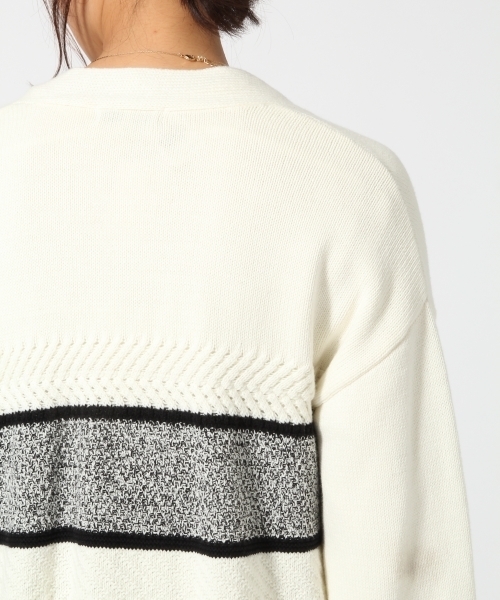 GLOBAL WORK（グローバルワーク）の「【WEB限定価格】5ゲージMIXロングカーディガン長袖/737443（カーディガン/ボレロ・レディース・ホワイト/オフホワイト/ネイビー・LARGE/MEDIUM）」の12枚目の写真