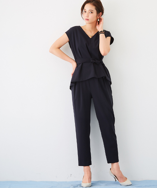 STUDIOUS（ステュディオス）の「【WEB限定】STUDIOUS バックフレアーサッシュブラウス（シャツ/ブラウス・レディース・ネイビー/ライトグレー・FREE）」の3枚目の写真