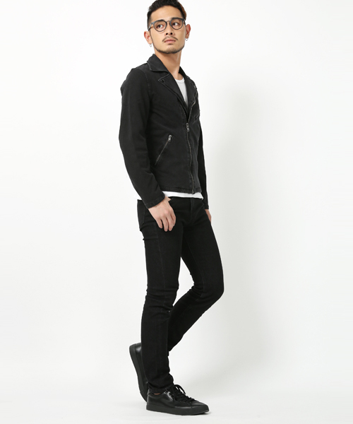Rocky Monroe(ロッキーモンロー)の「カットデニムダブルライダースジャケット(ライダースジャケット・メンズ・ブラック/ネイビー・M/L)」の12枚目の写真