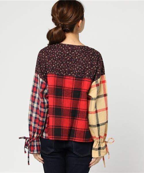 MERLOT（メルロー）の「チェック×フラワー柄ブラウス7218（シャツ/ブラウス・レディース・レッド/ネイビー・FREE）」の8枚目の写真