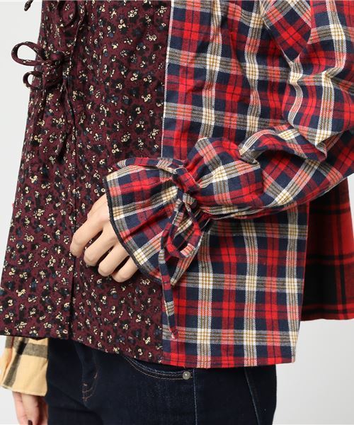 MERLOT（メルロー）の「チェック×フラワー柄ブラウス7218（シャツ/ブラウス・レディース・レッド/ネイビー・FREE）」の10枚目の写真