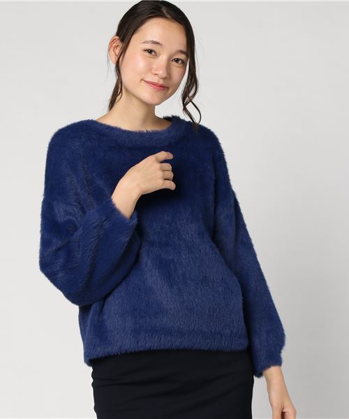 Samansa Mos2(サマンサ モスモス)の「ミニフェザーニットプルオーバー(ニット/セーター・レディース・ネイビー/グレー/オフホワイト・フリ-)」の3枚目の写真