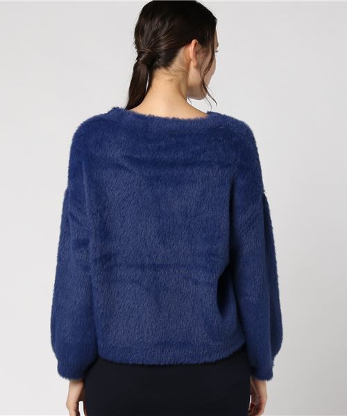 Samansa Mos2(サマンサ モスモス)の「ミニフェザーニットプルオーバー(ニット/セーター・レディース・ネイビー/グレー/オフホワイト・フリ-)」の4枚目の写真