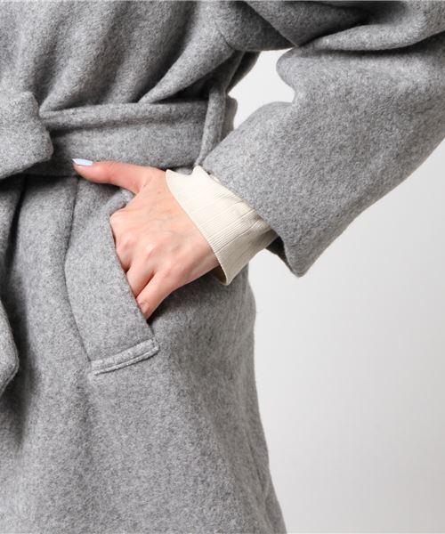 earth music&ecology（アースミュージックアンドエコロジー）の「・ノーカラーコート（ノーカラージャケット・レディース・ライトグレー/ネイビー/アイボリー/キャメル・FREE）」の12枚目の写真