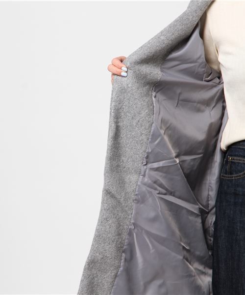 earth music&ecology（アースミュージックアンドエコロジー）の「・ノーカラーコート（ノーカラージャケット・レディース・ライトグレー/ネイビー/アイボリー/キャメル・FREE）」の9枚目の写真