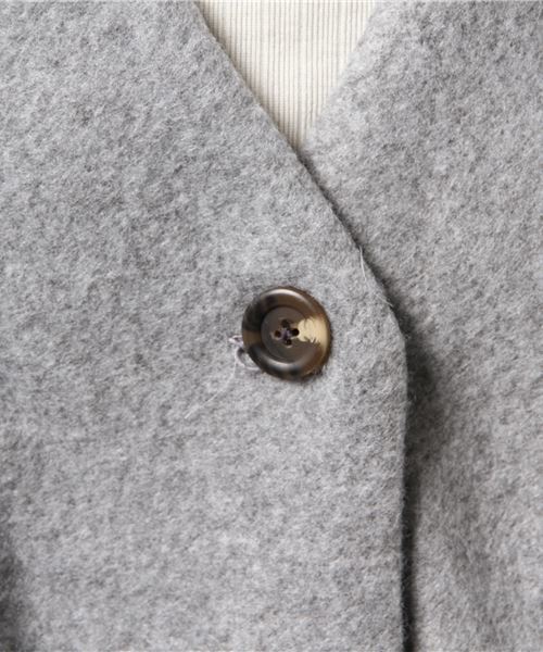 earth music&ecology（アースミュージックアンドエコロジー）の「・ノーカラーコート（ノーカラージャケット・レディース・ライトグレー/ネイビー/アイボリー/キャメル・FREE）」の10枚目の写真