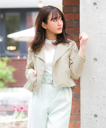 KOBE LETTUCE | ベーシックデザインコンパクトフェイクレザーライダースジャケット(ライダースジャケット)