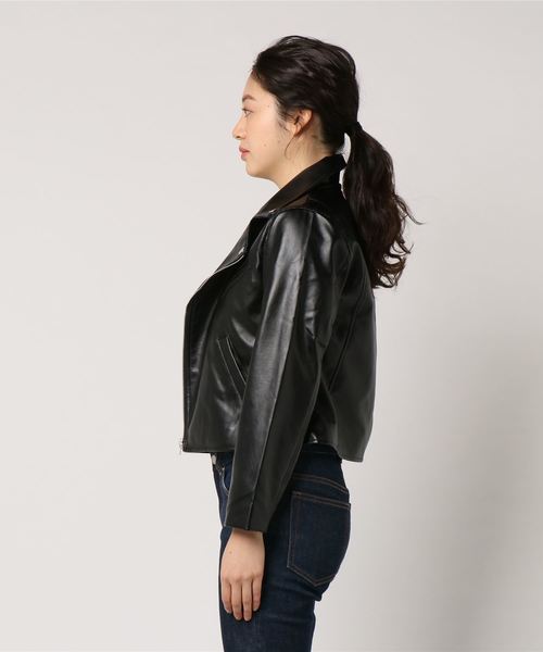 KOBE LETTUCE（コウベレタス）の「ベーシックデザインコンパクトフェイクレザーライダースジャケット（ライダースジャケット・レディース・ピンク/ブラック/ベージュ系その他・FREE）」の7枚目の写真