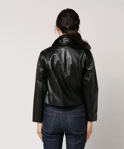 KOBE LETTUCE（コウベレタス）の「ベーシックデザインコンパクトフェイクレザーライダースジャケット（ライダースジャケット・レディース・ピンク/ブラック/ベージュ系その他・FREE）」の6枚目の写真