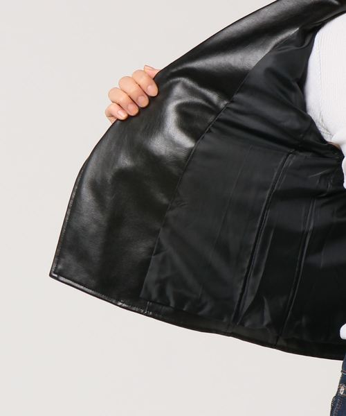 KOBE LETTUCE（コウベレタス）の「ベーシックデザインコンパクトフェイクレザーライダースジャケット（ライダースジャケット・レディース・ピンク/ブラック/ベージュ系その他・FREE）」の5枚目の写真