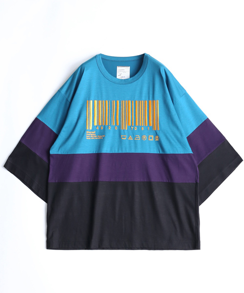 SHAREEF（シャリーフ）の「”BARCORD” EMB. SWITSHING BIG-T（Tシャツ/カットソー・メンズ・ターコイズブルー/ラベンダー/ブラック系その他/ブラック系その他2・1/2/3）」の11枚目の写真