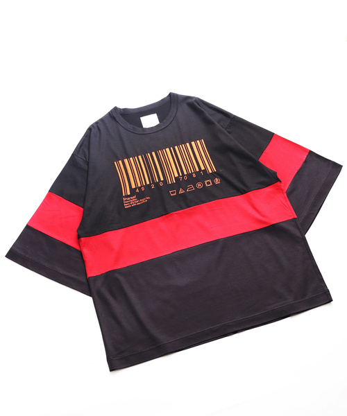SHAREEF（シャリーフ）の「”BARCORD” EMB. SWITSHING BIG-T（Tシャツ/カットソー・メンズ・ターコイズブルー/ラベンダー/ブラック系その他/ブラック系その他2・1/2/3）」の7枚目の写真