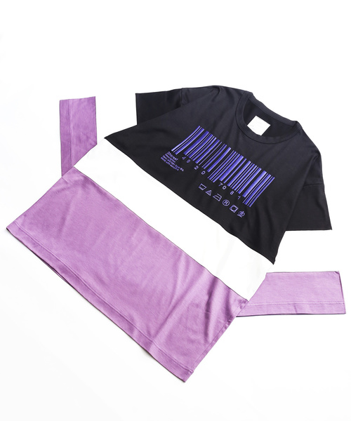 SHAREEF（シャリーフ）の「”BARCORD” EMB. SWITSHING BIG-T（Tシャツ/カットソー・メンズ・ターコイズブルー/ラベンダー/ブラック系その他/ブラック系その他2・1/2/3）」の22枚目の写真