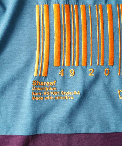 SHAREEF（シャリーフ）の「”BARCORD” EMB. SWITSHING BIG-T（Tシャツ/カットソー・メンズ・ターコイズブルー/ラベンダー/ブラック系その他/ブラック系その他2・1/2/3）」の20枚目の写真