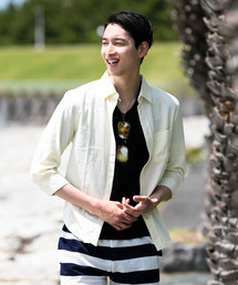 綿麻リネン7分袖 カラーシャツ