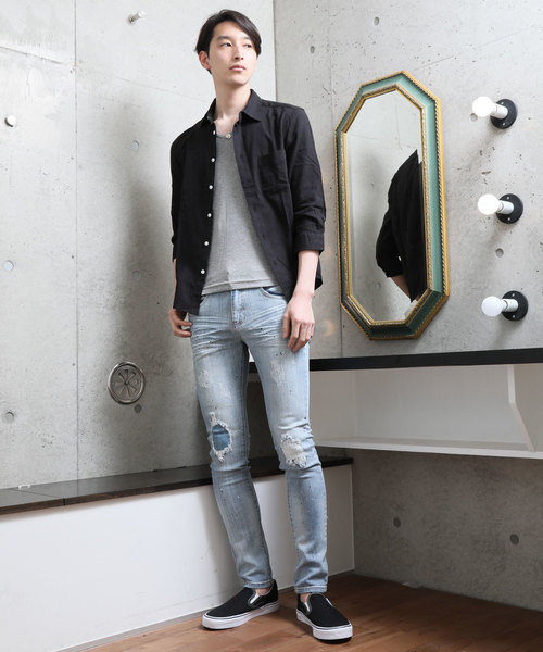 TopIsm(トップイズム)の「綿麻リネン7分袖 カラーシャツ(シャツ/ブラウス・メンズ・ライトグリーン/ワイン/カーキ/ピンク/イエロー/ブルー/ブラック/ネイビー/オフホワイト・L/LL/M)」の19枚目の写真