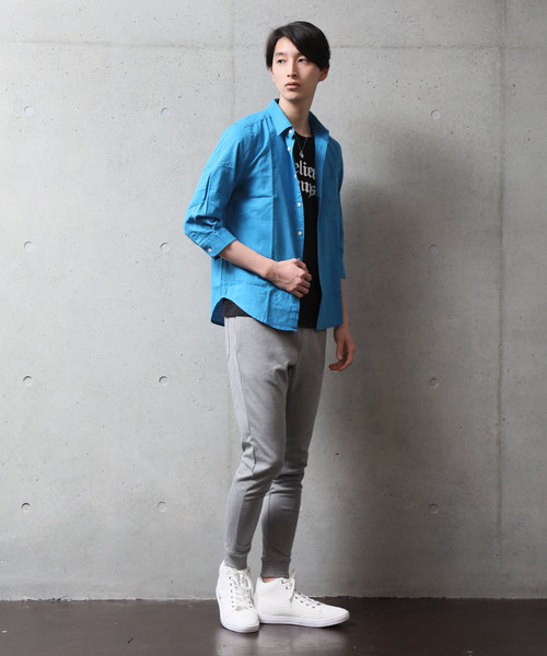 TopIsm(トップイズム)の「綿麻リネン7分袖 カラーシャツ(シャツ/ブラウス・メンズ・ライトグリーン/ワイン/カーキ/ピンク/イエロー/ブルー/ブラック/ネイビー/オフホワイト・L/LL/M)」の15枚目の写真