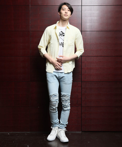 TopIsm(トップイズム)の「綿麻リネン7分袖 カラーシャツ(シャツ/ブラウス・メンズ・ライトグリーン/ワイン/カーキ/ピンク/イエロー/ブルー/ブラック/ネイビー/オフホワイト・L/LL/M)」の14枚目の写真