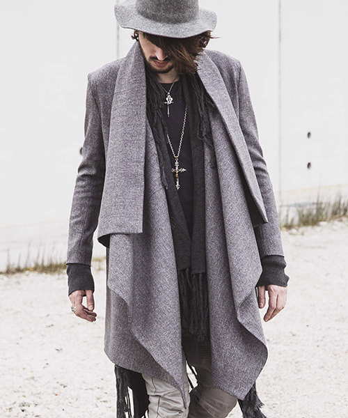 NO ID BLACK ノーアイディーブラックストレッチドレープ ショールコート NO ID.（ノーアイディ）の「mcg2283-TRストレッチドレープ