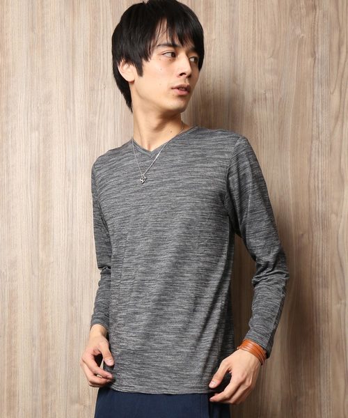 ARCADE(アーケード)の「ミジンコ スラブボーダー Vネック カットソー(Tシャツ/カットソー・メンズ・ブラック/ネイビー/グレー/ピンク・LL/M/L)」の2枚目の写真