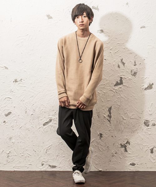 MinoriTY（マイノリティ）の「ドルマンミラノリブ編みニット（ニット/セーター・メンズ・ブラック/杢グレー/チャコールグレー/オフホワイト/ブラウン/ベージュ/ワイン・L/M）」の7枚目の写真