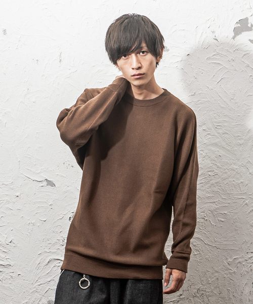 MinoriTY（マイノリティ）の「ドルマンミラノリブ編みニット（ニット/セーター・メンズ・ブラック/杢グレー/チャコールグレー/オフホワイト/ブラウン/ベージュ/ワイン・L/M）」の6枚目の写真