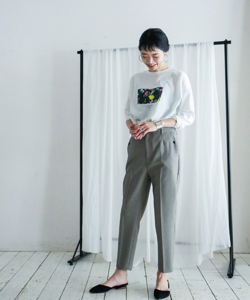 FIL DE FER(フィルデフェール)の「シャークシャンブレー テーパードパンツ(パンツ)」|ベージュ