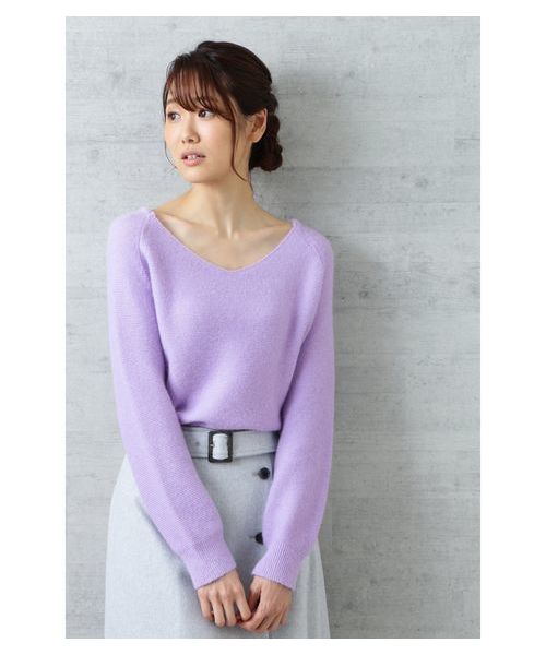 NATURAL BEAUTY BASIC（ナチュラルビューティーベーシック）の「【美人百花 1月号掲載】アンゴラ混ラメガーターニット（ニット/セーター・レディース・グレー/オフホワイト/ライトグリーン/ラベンダー/グリーン系その他4・MEDIUM）」の5枚目の写真