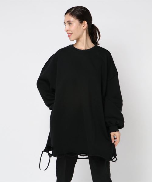 PUNYUS（プニュズ）の「ダメージスウェット（スウェット・レディース・ブラック/ベージュ/杢グレー/ピンク・4/3）」の2枚目の写真