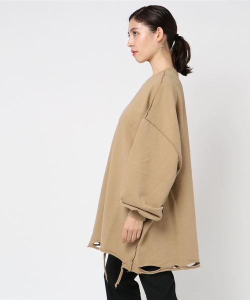 PUNYUS（プニュズ）の「ダメージスウェット（スウェット・レディース・ブラック/ベージュ/杢グレー/ピンク・4/3）」の5枚目の写真